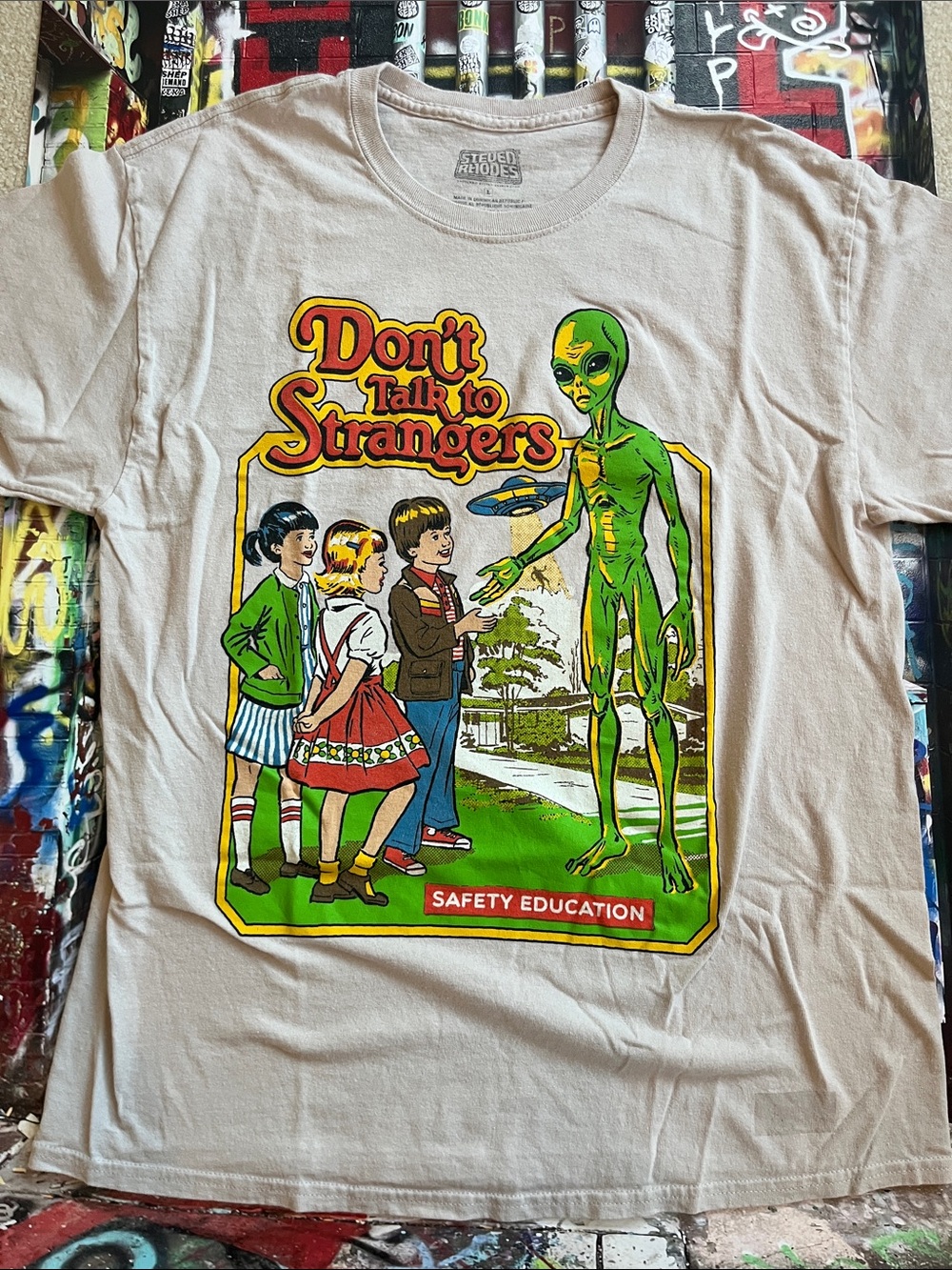Don't Talk to Strangers Graphic Tee - White/Green